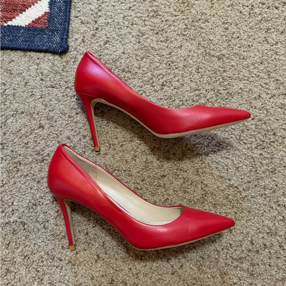 Theory Demeura Napa leather Red Stiletto Heels Pointed Toe - Picture 6 of 11